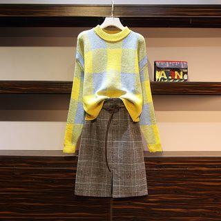Set: Plaid Sweater + Skirt