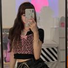 Short-sleeve Cat Print Cropped T-shirt / Leopard Print Cropped Camisole Top