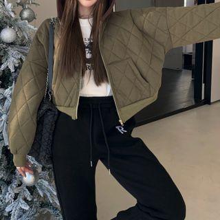 Hooded Quilted Zip-up Jacket / Long-sleeve T-shirt / Jogger Sweatpants
