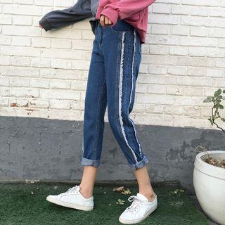 Fray Trim Slim Fit Jeans