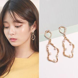 Faux Pearl Irregular Hoop Dangle Earring