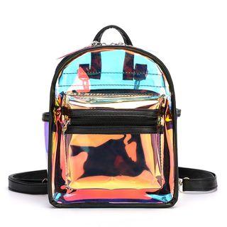 Iridescent Clear Panel Mini Backpack