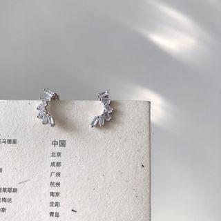 925 Sterling Silver Cz Stud Earring 1 Pair - E289 - Silver - One Size