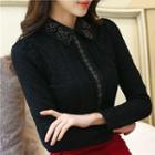 Fleece-lined Collared Lace Top