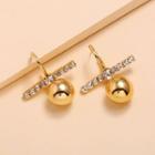 Rhinestone Bar Alloy Bead Dangle Earring 1 Pair - Gold - One Size