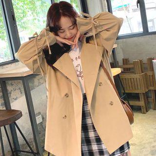 Double-breasted Tie-cuff Trench Coat As Shown In Figure - One Size