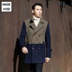 Color-block Double-breasted Tailored Coat