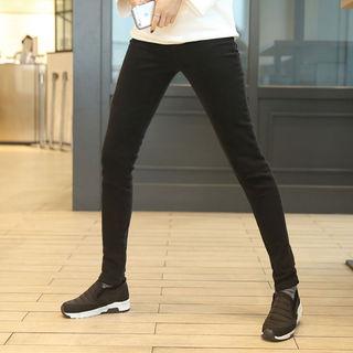 Band-waist Napped-lining Slim-fit Pants
