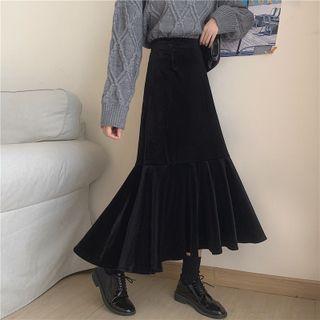 Velvet Asymmetrical Midi Mermaid Skirt