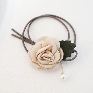 Knot Fabric Hair Tie 1 Pc - Beige - One Size