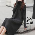 Turtleneck Midi Sweater Dress As Shown In Figure - One Size
