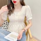 Short-sleeve Shirred Panel Blouse