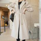 Flap-detail Belted Loose-fit Trench Coat