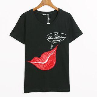 Lips Applique Short-sleeve T-shirt