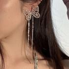 Butterfly Rhinestone Alloy Fringed Earring 1 Pair - Earring - Silver - One Size