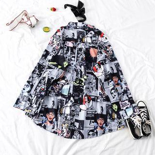 Long Sleeve Print Shirt Shirt - One Size