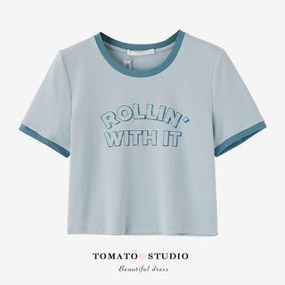 Crewneck Lettering Cropped Top