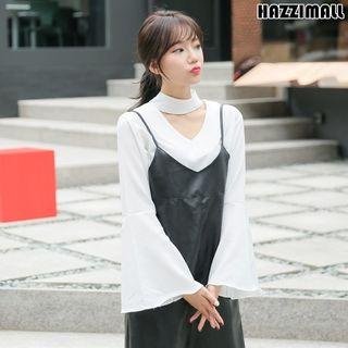 Choker-neck Bell-cuff Top
