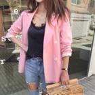 Peaked-lapel Double-breasted Linen Blazer
