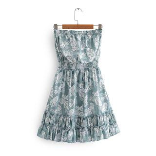 Strapless Floral Print A-line Mini Dress