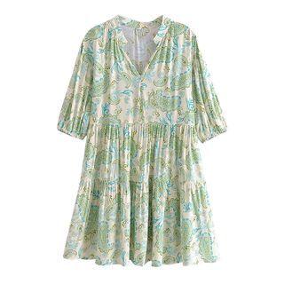 Paisley Print Mini A-line Dress