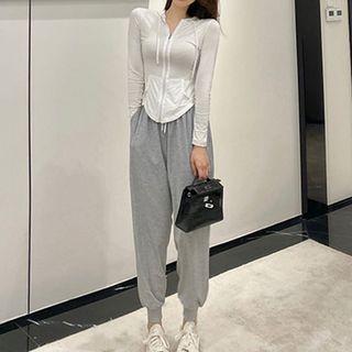 Set: Hooded Zip Jacket + Harem Sweatpants