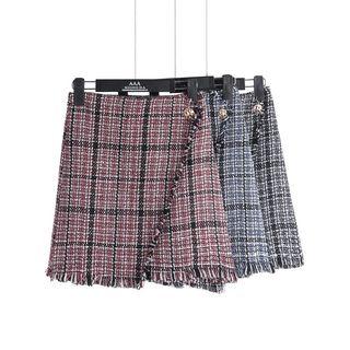 Fray Plaid Mini Skirt