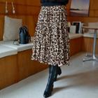 Tiered Leopard Long Skirt