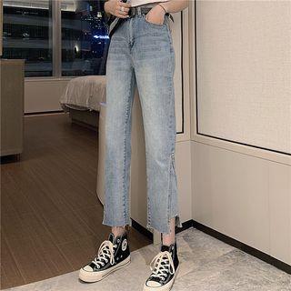 Side Panel Regular-fit Cropped Jeans