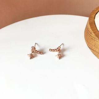 Rhinestone Star Drop Earring 1 Pair - Rhinestone Star Drop Earring - Rose Gold - One Size
