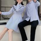 Striped Long-sleeve Shirt / A-line Dress