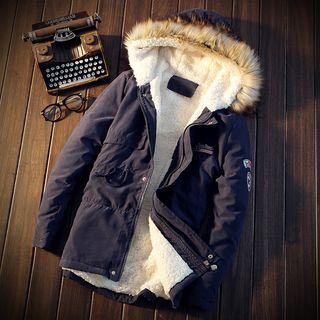 Fleece Lined Hooded Long Zip Jacket