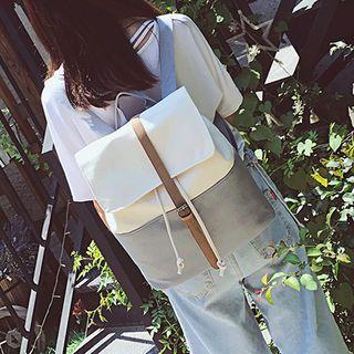 Color Panel Canvas Drawstring Backpack