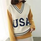 Usa Sleeveless Contrast-trim Sweater