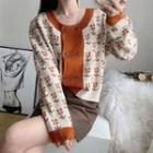 Floral Print Double-breasted Cardigan