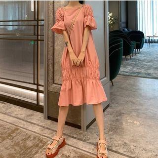 Short-sleeve Frill Trim Mermaid Dress