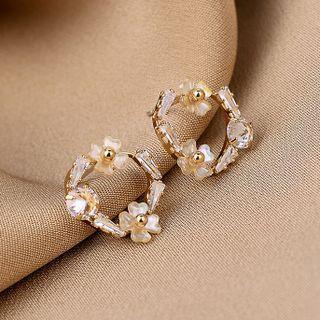 Rhinestone Earring Qr192 - 1 Pair - Gold - One Size