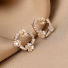 Rhinestone Earring Qr192 - 1 Pair - Gold - One Size