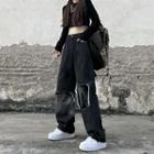 High Waist Applique Wide Leg Jeans