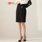 Tall Size Buckle-trim Pencil Skirt