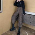 Long-sleeve Lettering Print T-shirt / Harem Pants