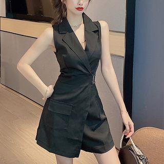 Sleeveless Notch Lapel Mini Romper