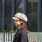 British Plaid Newsboy Cap Light Khaki - M (56-58cm)