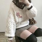 Lantern-sleeve Cable-knit Sweater