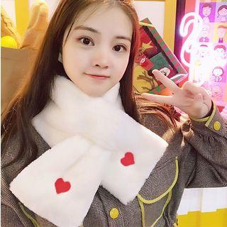 Heart Print Coral Fleece Scarf