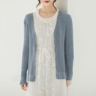 Embroidered Ruffle Bell-sleeve Cropped Dress White - One Size