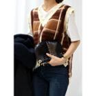 Distressed-trim Checked Vest