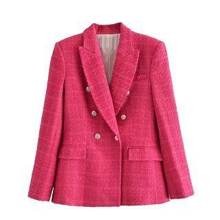 Notch Lapel Double-breasted Plaid Jacket