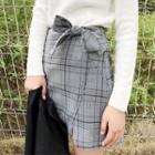 Tie-waist Plaid A-line Skirt