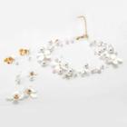 Bridal Set: Flower Necklace + Drop Earring